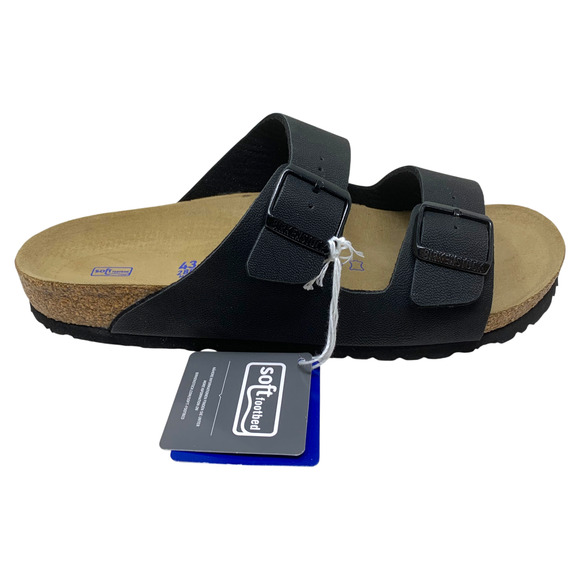 NEW Birkenstock Arizona Black Leather Soft Footbed Sandals Sz EU 43 US 10 NWB - Picture 4 of 14